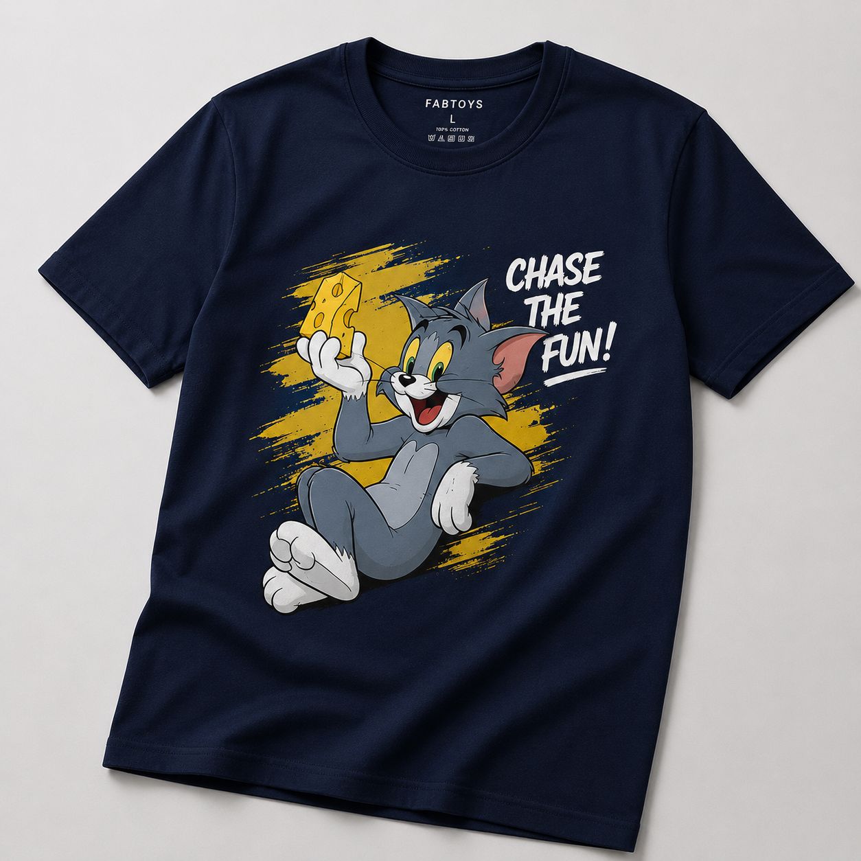 FabToys Chase The Fun Graphic Printed T-Shirt – Navy Blue