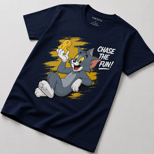 FabToys Chase The Fun Graphic Printed T-Shirt – Navy Blue