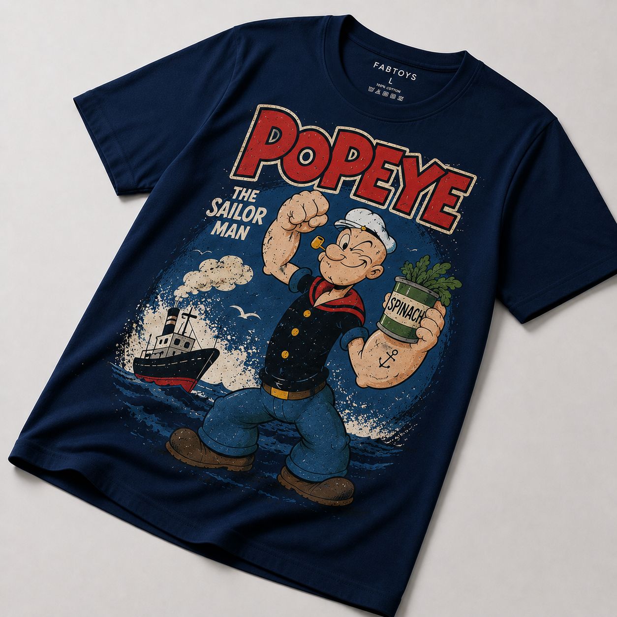 FabToys Popeye Classic Graphic Printed T-Shirt – Navy Blue